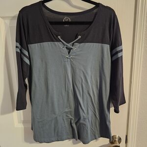 Maurices Charcoal and Blue Long Sleeve Tee